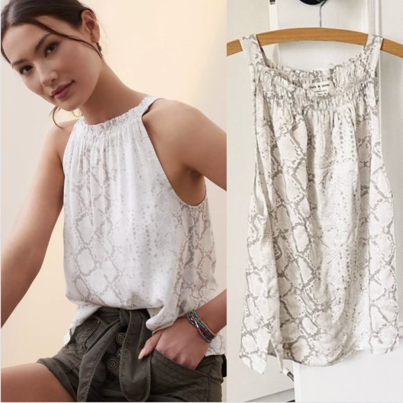 Anthro Cloth & Stone animal snake print white tank top blouse M - Picture 1 of 9
